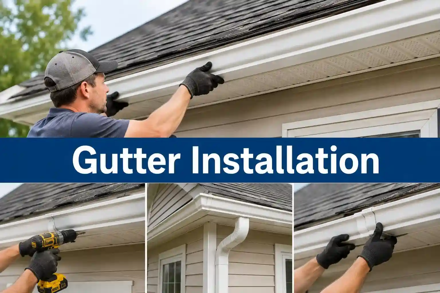 In this image our team working on gutter installation in Indianapolis